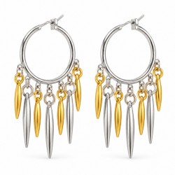 Boucles d'oreilles créoles avec pointes bicolores et éléments pendants