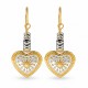 Boucles d'oreilles créoles avec perles bicolores et pendentif cœur en acier inoxydable