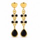 Stainless Steel Earrings with Black Beads & Black Drop Stone