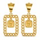 Boucles d'oreilles en acier inoxydable avec papillon et cadre rectangulaire