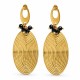 Stainless Steel Oval Earrings with Black Crystal Beads