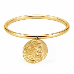 Bracelet avec un Cercle en Or et une Pièce en Or en Relief