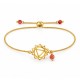 Pulsera Con Chakra Triangular Dorado Y Cuentas Rojas