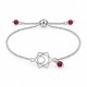 Bracciale con Chakra a Forma di Loto in Argento e Perline Bordeaux