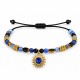 Pulsera con ágata, cuentas de cristal y un sol dorado de acero inoxidable