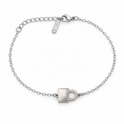 Bracciale in Acciaio Inossidabile con Catena Argentata e Lucchetto Minimal