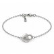 Bracciale in Acciaio Inossidabile con Catena Argentata e Lucchetto a Forma di Cuore
