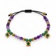 Bracelet avec Perles Violet-Vert et Breloques Dorées en Acier Inoxydable