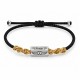 Pulsera con tubo de acero inoxidable plateado «Free» en cordón negro