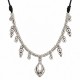 Collar Con Dije Étnico De Plata Y Cuenta En Cordón Negro