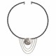 Collier avec hématite noire et pièce en argent avec chaînes