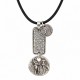 Collana con Monete Argentate e Elementi Geometrici su Cordoncino Nero