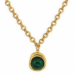 Collier avec Pièce Centrale en Acier Inoxydable Vert et Chaîne Dorée