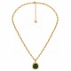 Collar Con Pieza Central De Acero Inoxidable Verde Y Cadena Dorada