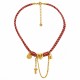 Necklace with Gold Heart & Key-Padlock on Multicolor Cord