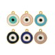 Colgante Redondo de Zamak Esmaltado con Ojo Turco, 15 mm/2 mm, Ø 1,7 mm