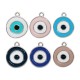 Enameled Zamak Charm Round with Evil Eye 20mm/2mm Ø2mm