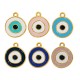 Enameled Zamak Charm Round with Evil Eye 20mm/2mm Ø2mm