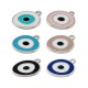 Pendentif Rond en Zamak Émaillé avec Œil Maléfique 20 mm/2 mm, Ø 2 mm