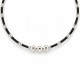 Collana con Tubicini Neri e Perline Rotonde Argentate