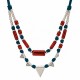 Collier avec Perles Triangulaires Argentées et Tubes en Céramique Rouge