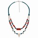 Necklace with Silver Triagle Beads & Red Ceramic Tubes