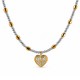 Κολιέ με Δίχρωμη Καρδιά Μενταγιόν & Χρυσούς Κύβους