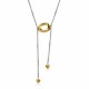 Collar Con Anillo Ovalado Dorado Y Colgantes De Doble Corazón