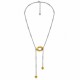 Collana con Anello Ovale in Oro e Pendenti a Forma di Doppio Cuore