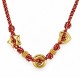 Necklace with Red Cord & Gold Heart, Ring & Star Charms