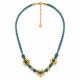 Necklace with Blue Cord & Gold Heart, Ring & Star Charms