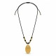 Necklace with Textured Gold Oval Pendant on Black Cord