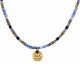Collana con Perline di Agata Blu, Occhio del Male in Oro e Cristalli