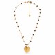 Collier avec des éclats marron et un cœur en or texturé