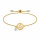 Pulsera Con Símbolo De Chakra Dorado Y Cuentas Azul Claro