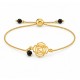 Bracciale con Simbolo del Chakra Geometrico Dorato e Perline Nere