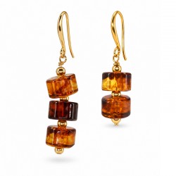 Gold Earrings with Brown Acrylic Beads