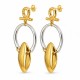 Boucles d'oreilles avec Anneau Bicolore et Pendentif Ovale en Or