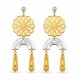 Boucles d'oreilles avec motif en filigrane bicolore et éléments géométriques
