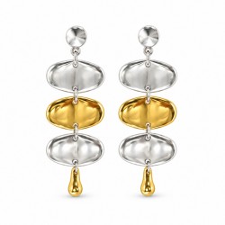 Boucles d'oreilles avec ovales bicolores lisses et pendentif