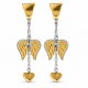 Stainless Steel Earrings with Wings, Chain & Hanging Heart