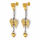 Stainless Steel Earrings with Wings, Chain & Hanging Heart