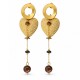 Pendientes De Acero Inoxidable Con Corazón Texturizado Y Cuentas Colgantes