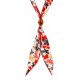 Necklace with Red Scarf, Brown Bead & Gold Spirals