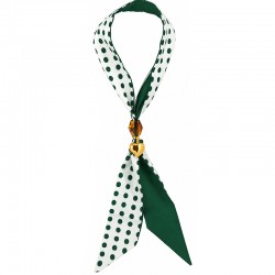 Collar con Pañuelo de Lunares Verdes y Corazón Dorado