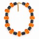 Collana con Perline Arancioni e Blu e Distanziatori Dorati