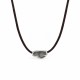 Collana con Elemento Organico in Argento su Cordoncino Marrone