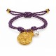 Bracelet with Gold Coins & Pearl on Purple Cord