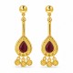 Gold Earrings with Bordeaux Drop & Coins