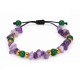 Bracelet with Green Beads, Purple Chips & Gold Beads